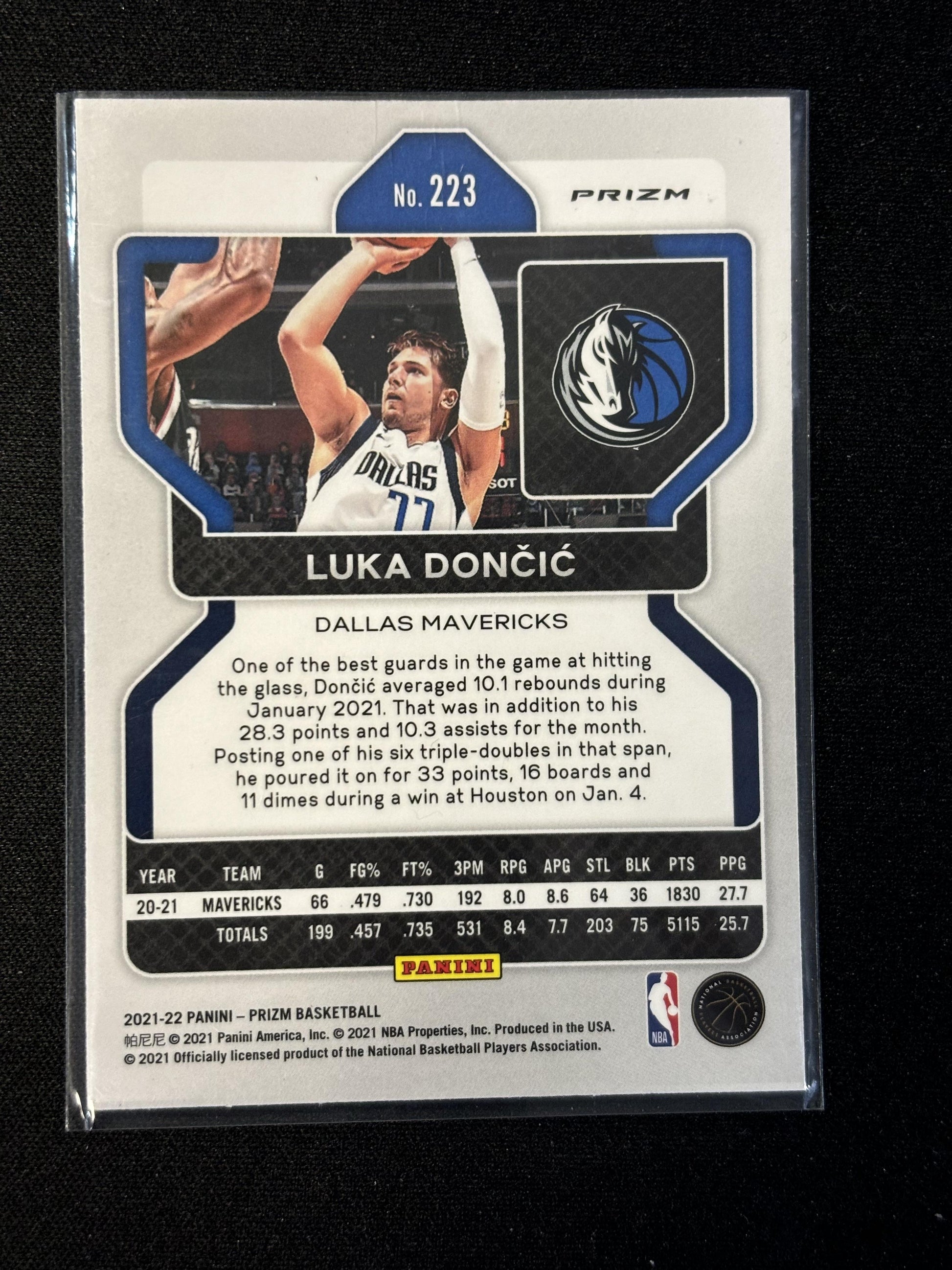 #223 Luka Doncic 2021-22 Panini Prizm Dallas Mavericks sports Red White and Blue