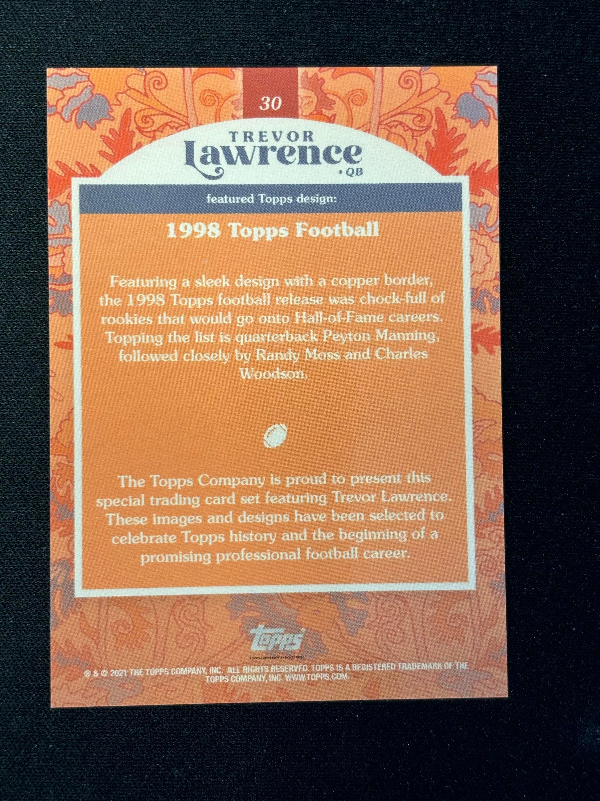 #30 Trevor Lawrence 2021 Topps x Trevor Lawrence sports