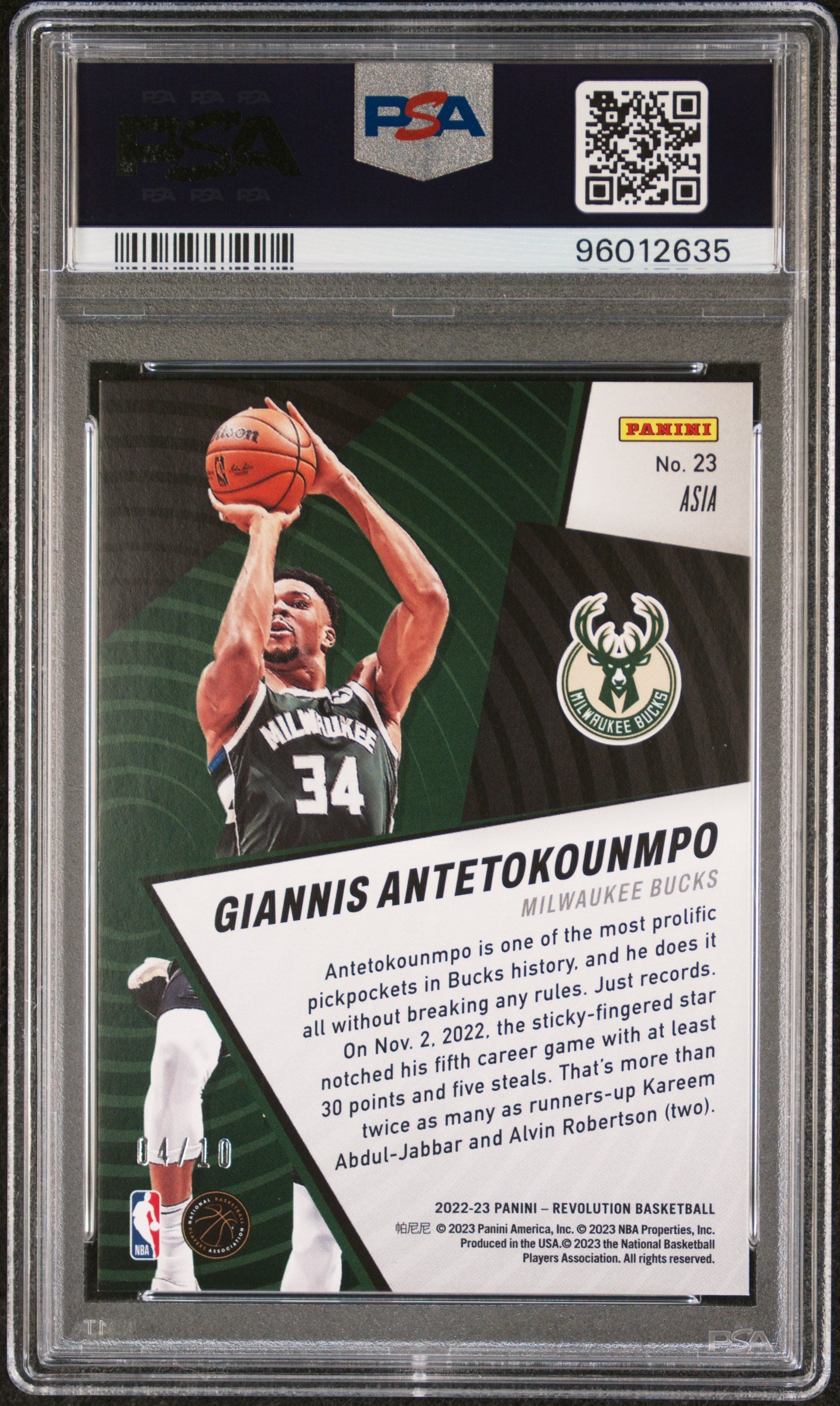 #23 Giannis Antetokounmpo 2022 Panini Revolution Shock Wave 9 Asia-Holo Gold