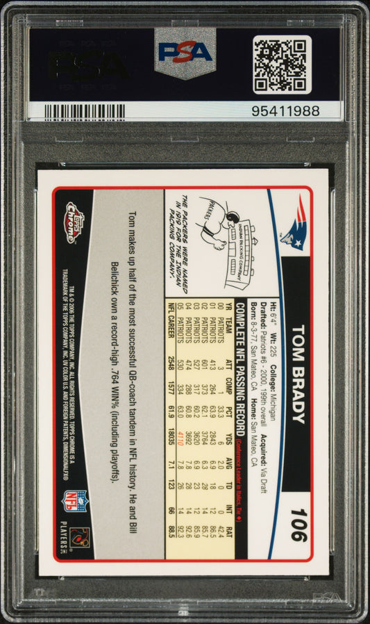#106 Tom Brady 2006 Topps Chrome 9 Montreal Canadiens EX-MT sports
