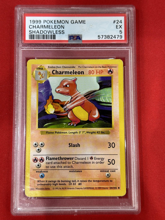 #024/102 Charmeleon Base Set (Shadowless) EX 5 PSA