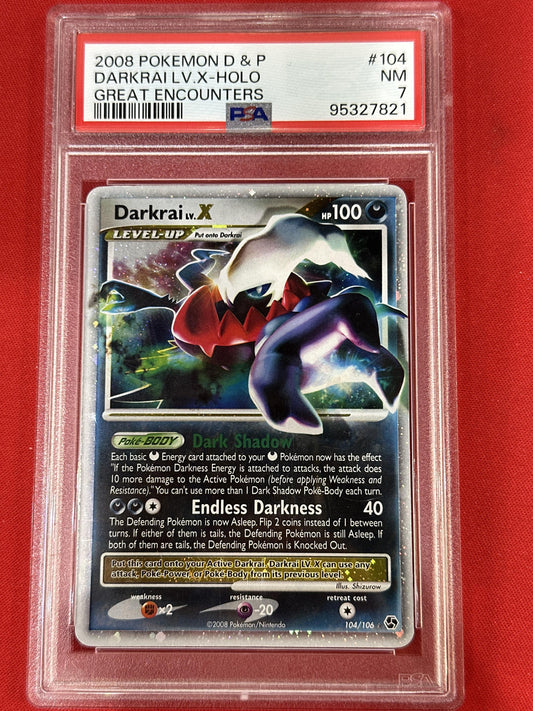 #104/106 Darkrai LV.X Great Encounters NM 7 PSA