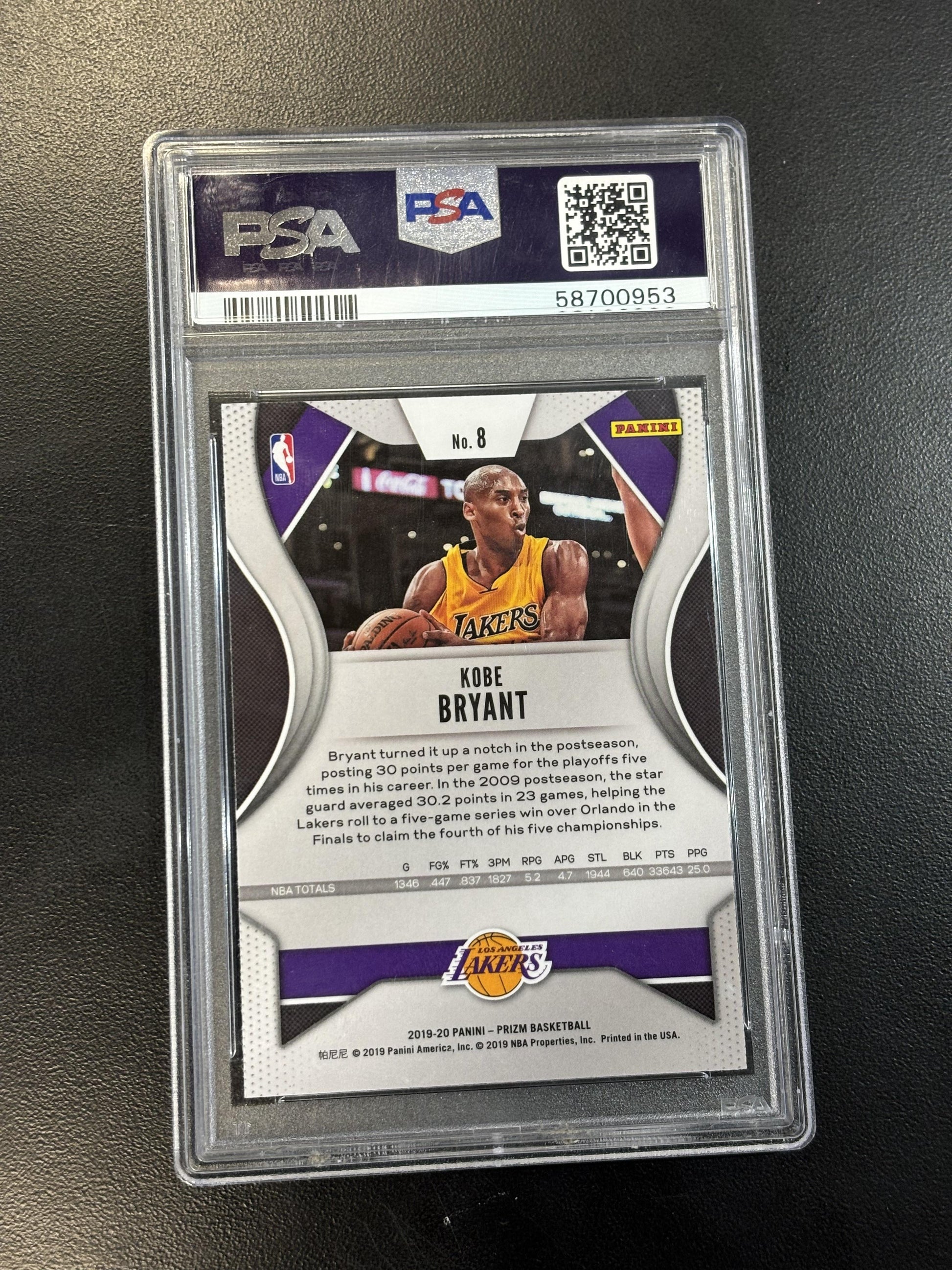 #8 Kobe Bryant 2019 Panini Prizm 9 MT sports