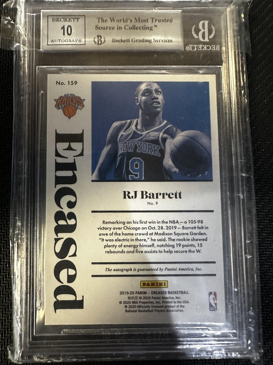 #159 RJ Barrett 2019-20 Panini Encased AU,SN,RC Rookie /49 9 New York Knicks