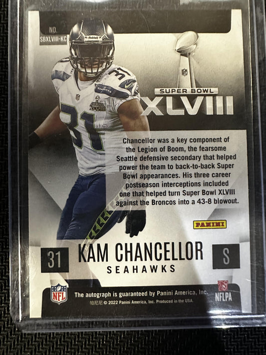 #SBXLVIII-KC Kam Chancellor 2022 Panini Select Auto Seahawks Super Bowl