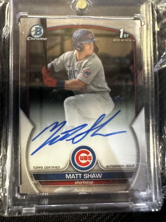 #CDA-MS Matt Shaw 2023 Bowman Draft Cubs Chrome Prospect Autographs