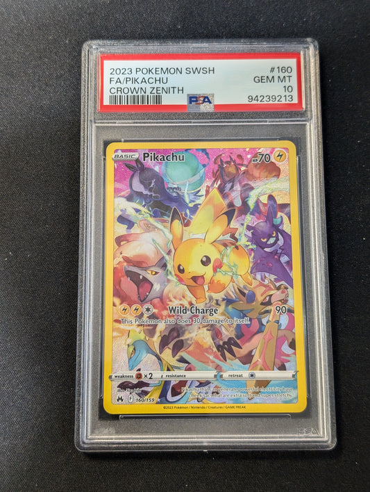 #160/159 Pikachu (Secret) Crown Zenith GEM-MT PSA