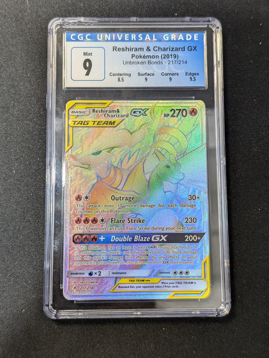 #217/214 Reshiram & Charizard GX (Secret) SM - Unbroken Bonds CGC