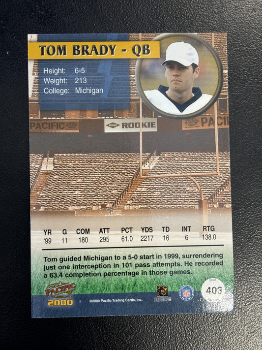 #403 Tom Brady 2000 Pacific SN #/999 Michigan Wolverines sports Draft Picks