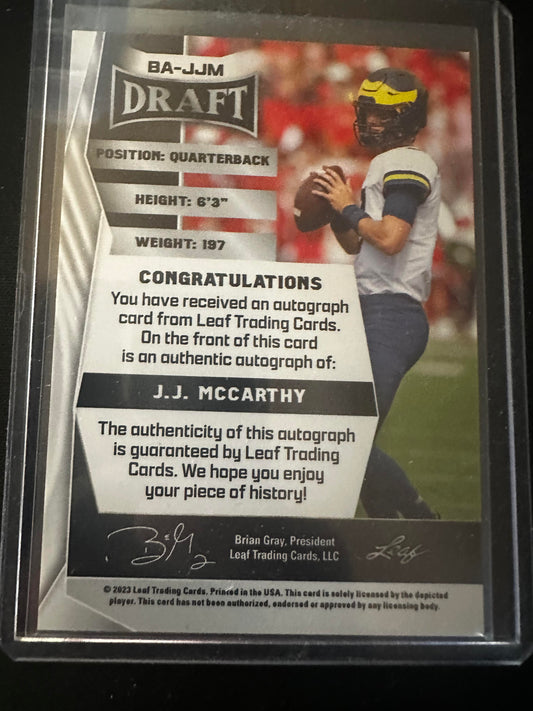 #BA-JJM J.J. McCarthy 2023 Leaf Draft Autographs