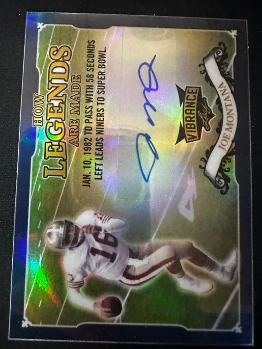 #HLM-JM1 Joe Montana 2022 Leaf Vibrance How Legends Are Made Autographs Blue