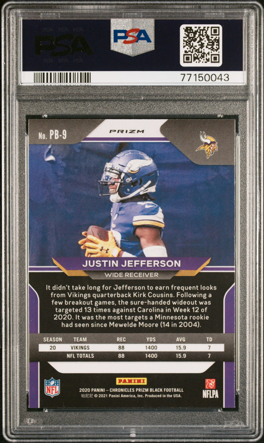 #PB9 Justin Jefferson 2020 Panini Chronicles Prizm Black 9 Prizm Black-Silver