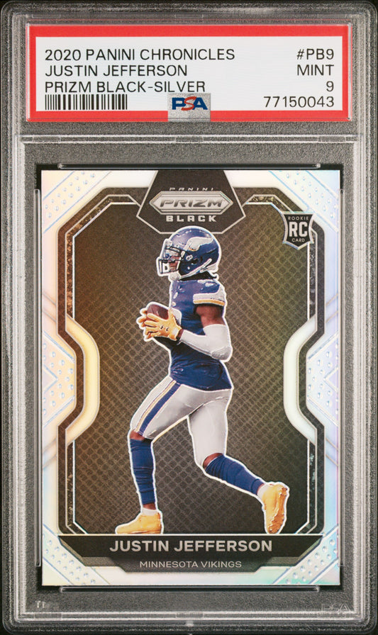 #PB9 Justin Jefferson 2020 Panini Chronicles Prizm Black 9 Prizm Black-Silver