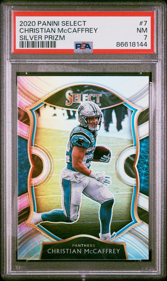 #7 Christian Mccaffrey 2020 Panini Select 7 Silver Prizm