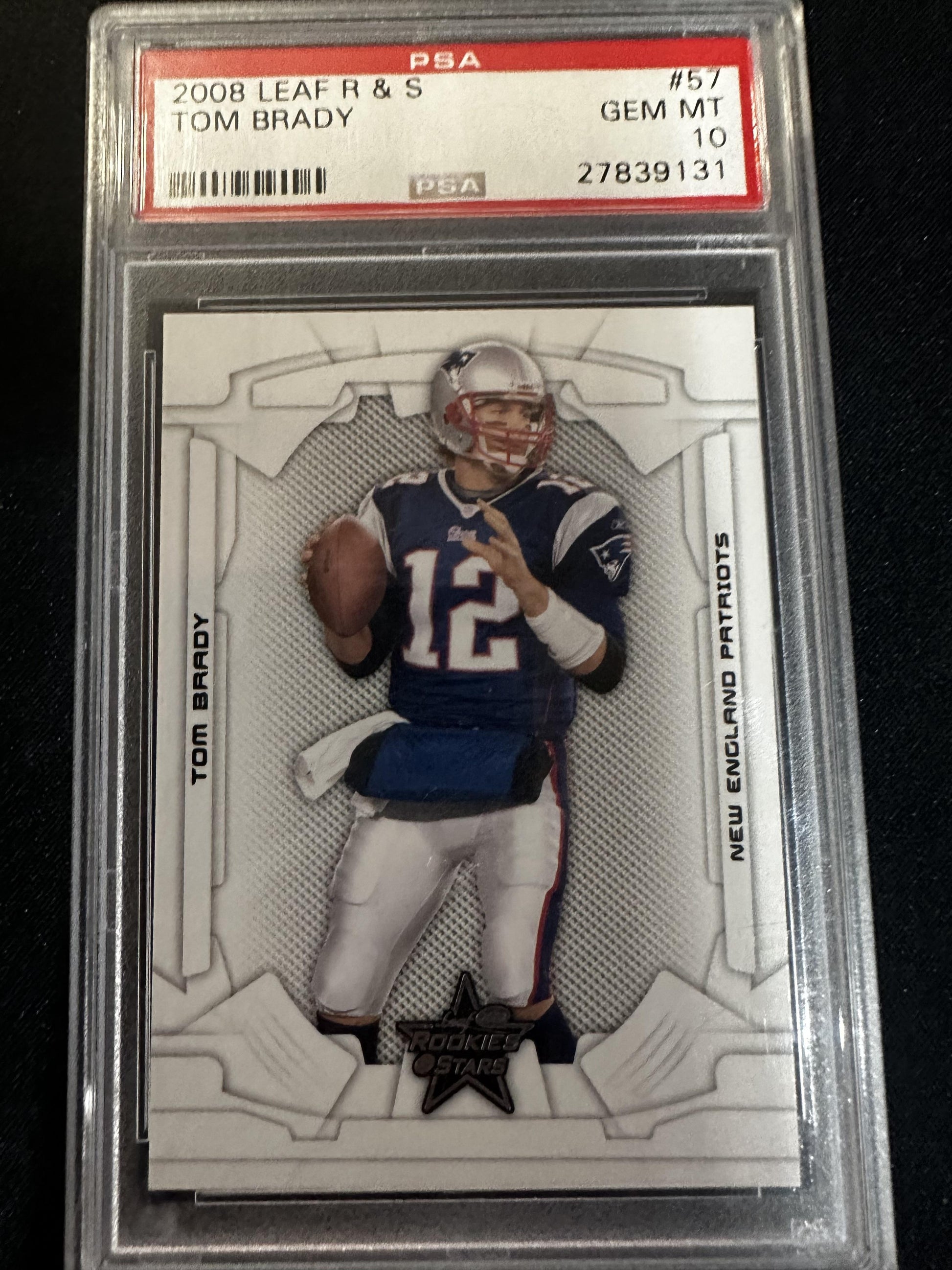 #57 Tom Brady 2008 Leaf Rookies & Stars 10 GEM-MT sports