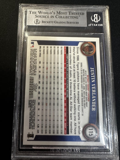 #115 Justin Verlander 2011 Topps Chrome SN #/225 Tigers Atomic Refractors
