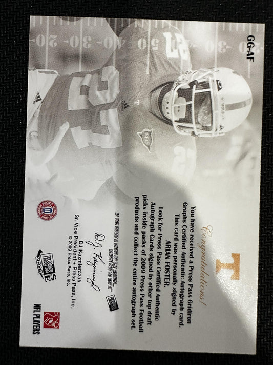 #GG-AF Arian Foster 2009 Press Pass SE Gridiron Graphs Gold