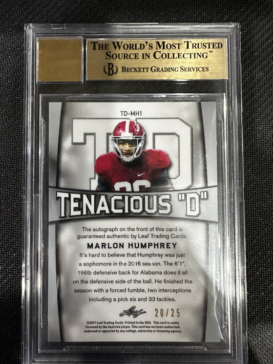 #TD-MH1 Marlon Humphrey 2017 Leaf Valiant /25 9.5 Tenacious D Autograph Orange