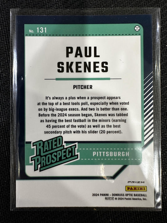 #131 Paul Skenes 2024 Donruss Pittsburgh Pirates Optic Orange Velocity Prizm