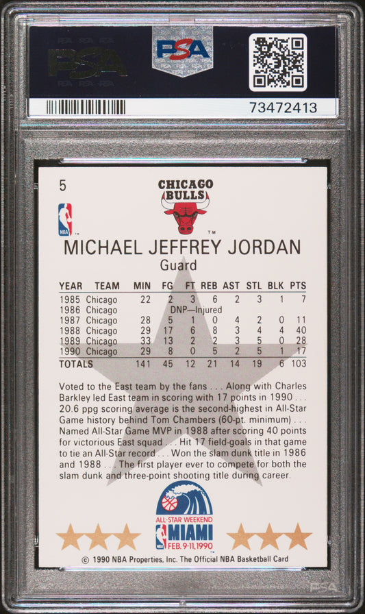 #5 Michael Jordan 1990 Hoops 9 MT sports All-Star