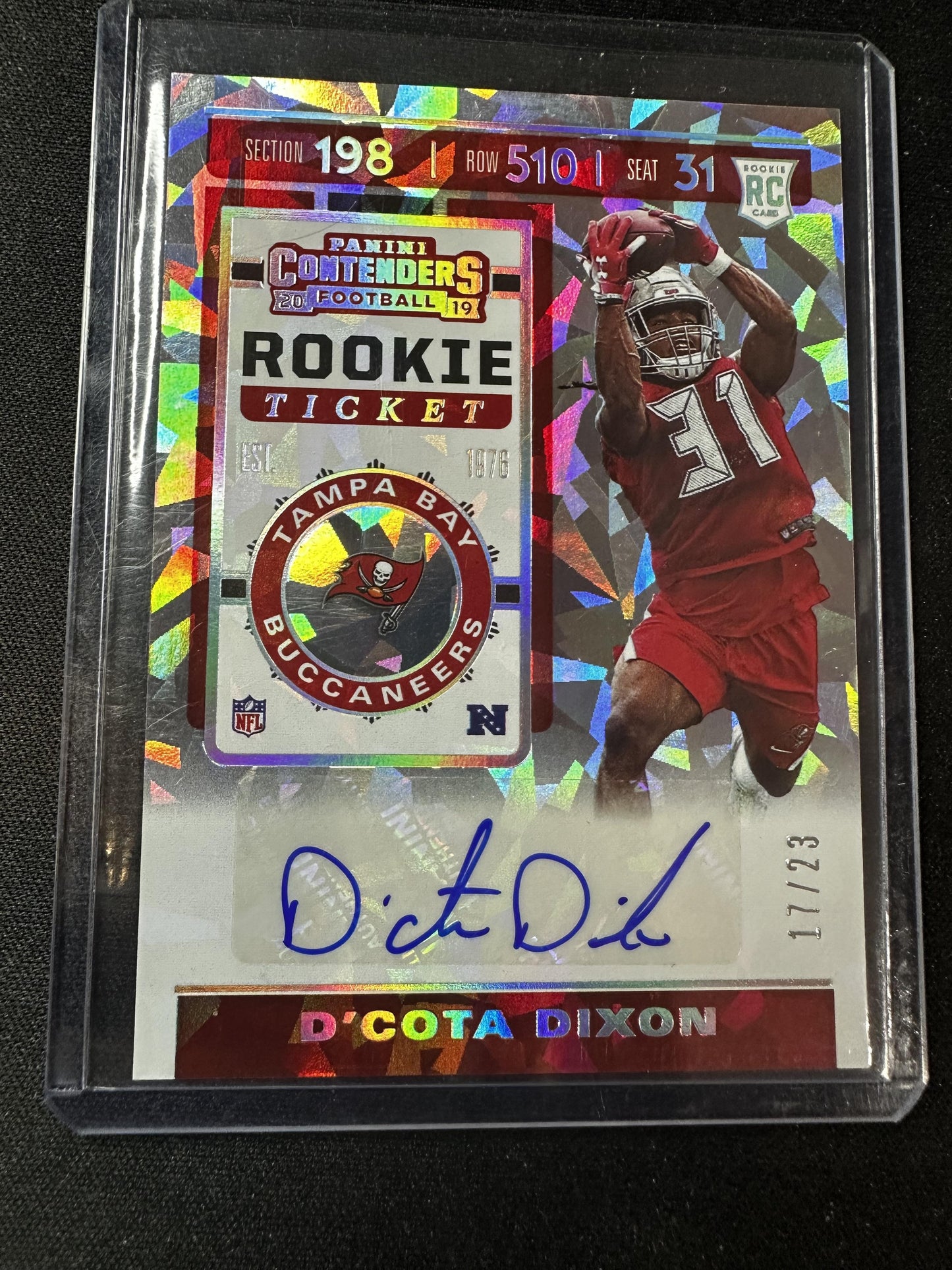 #255 D'Cota Dixon 2019 Panini Contenders Auto /23 Buccaneers Cracked Ice Ticket