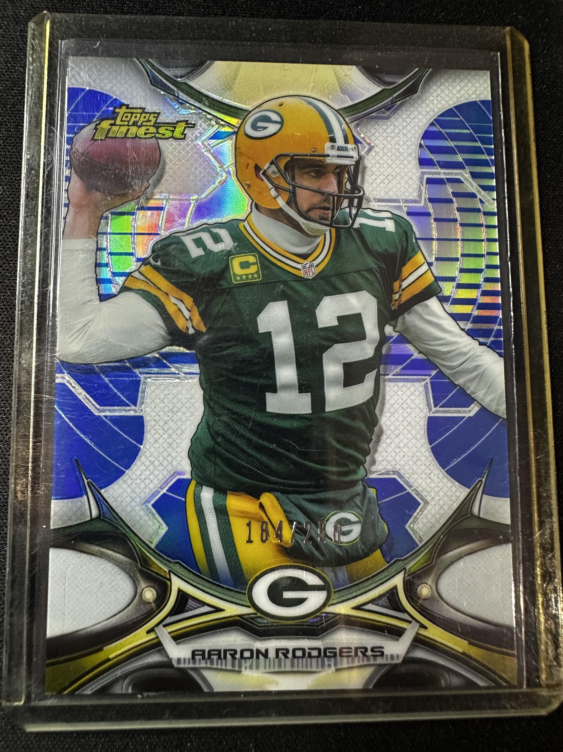 #1 Aaron Rodgers 2015 Finest SN #/250 Green Bay Packers sports Blue Refractor