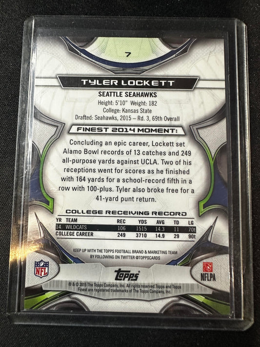 #7 Tyler Lockett 2015 Finest SN,RC /60 Seattle Seahawks Diamond Refractor