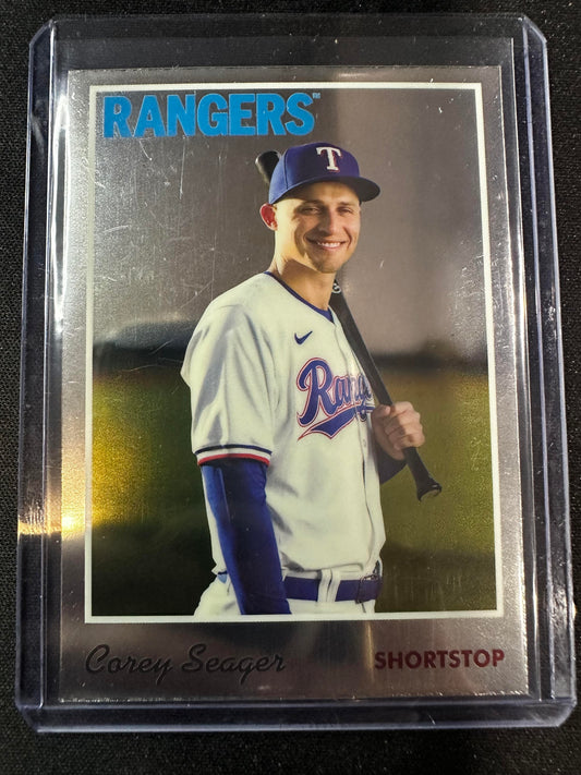 #22 Corey Seager 2024 Topps Chrome Lids x Mitchell & Ness Texas Rangers sports