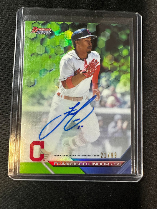 #B16-FL Francisco Lindor 2016 Bowman's Best /99 Indians Auto Green Refractor