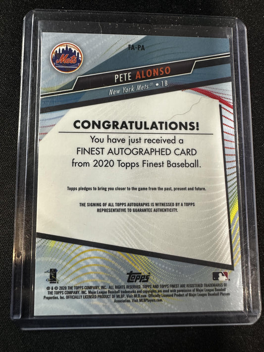 #FA-PA Pete Alonso 2020 Finest /99 Mets Finest Autographs Green Refractor