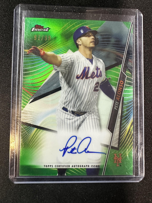 #FA-PA Pete Alonso 2020 Finest /99 Mets Finest Autographs Green Refractor