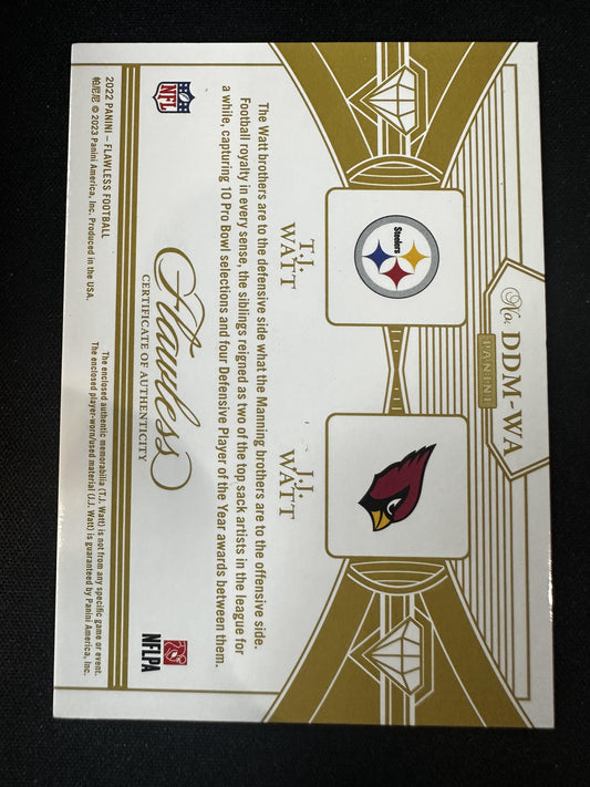 #DDM-WA T.J. Watt / J.J. Watt 2022 Panini Flawless /20 Dual Diamond Silver