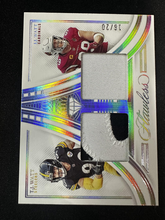 #DDM-WA T.J. Watt / J.J. Watt 2022 Panini Flawless /20 Dual Diamond Silver