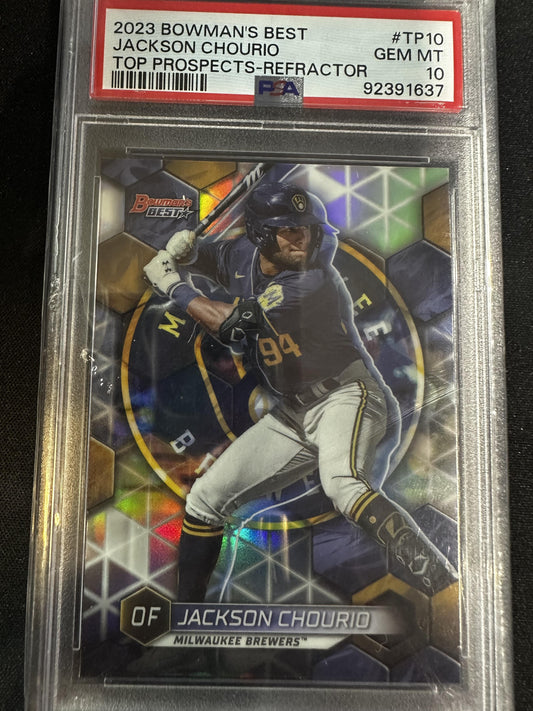 #TP-10 Jackson Chourio 2023 Bowman's Best Milwaukee Brewers sports Top Prospects