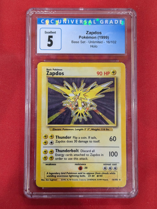 #016/102 Zapdos Base Set CGC 5