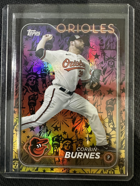 #501 Corbin Burnes 2024 Topps Baltimore Orioles sports Holiday Statue of Liberty