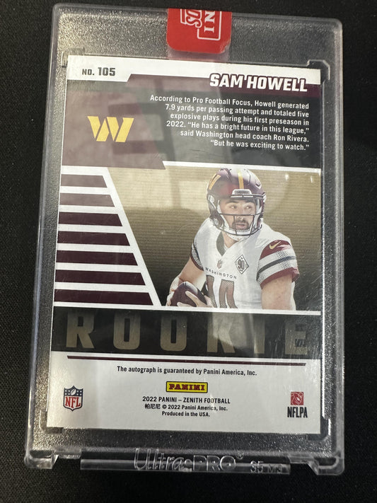 #105 Sam Howell 2022 Zenith RC Rookie Washington Commanders sports Retail