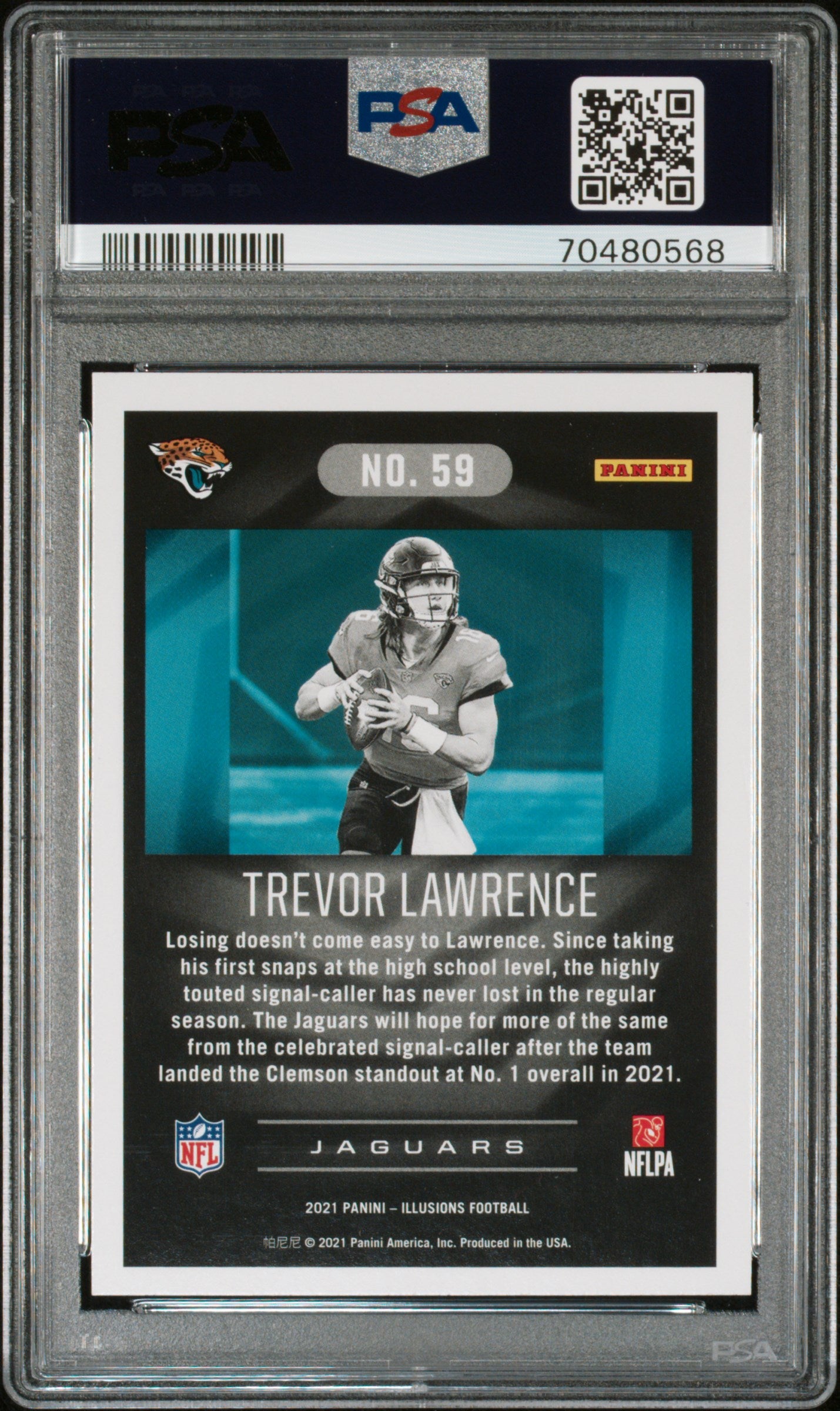 2021 Panini Illusions #59 Trevor Lawrence Trophy Collection Emerald PSA 10