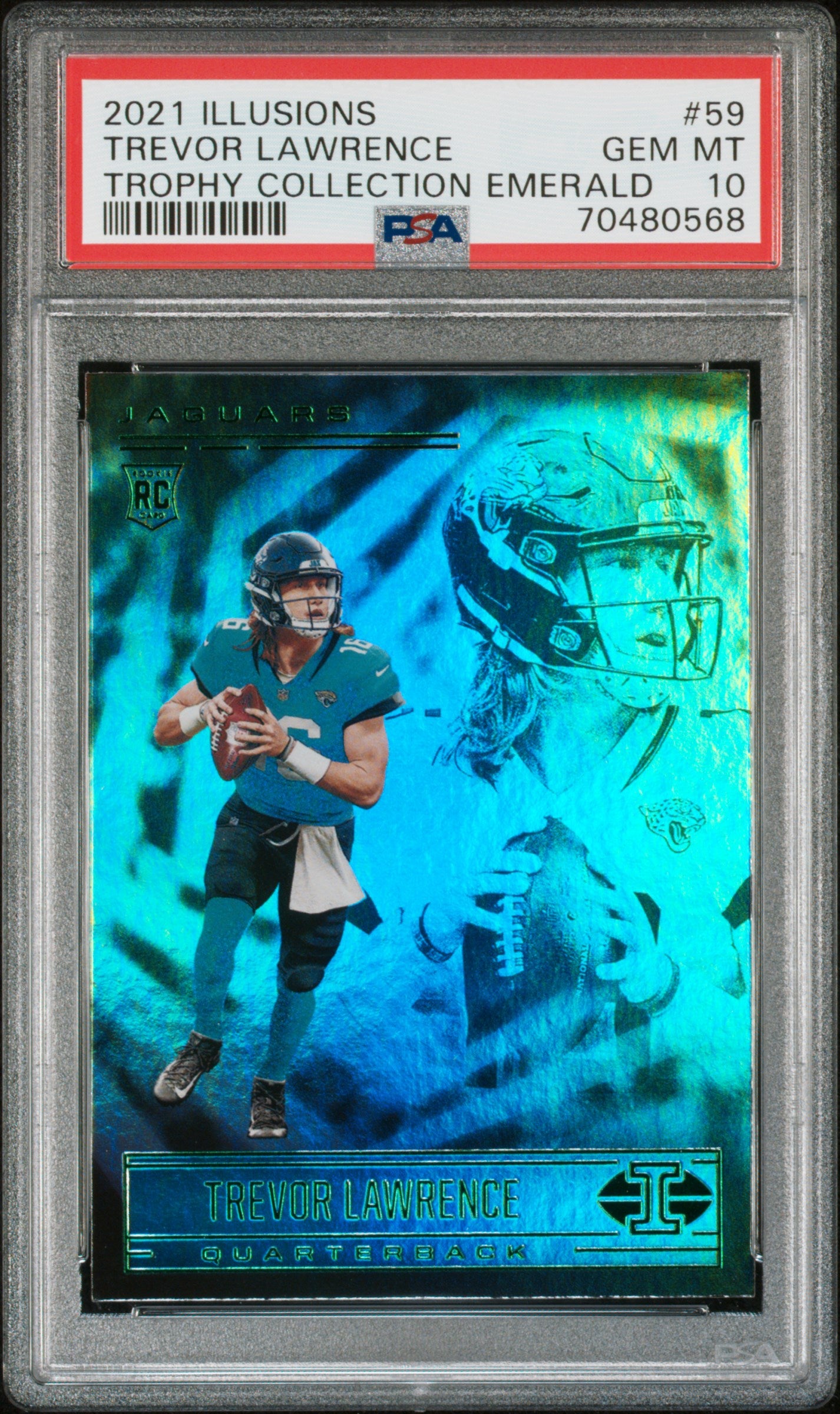 2021 Panini Illusions #59 Trevor Lawrence Trophy Collection Emerald PSA 10