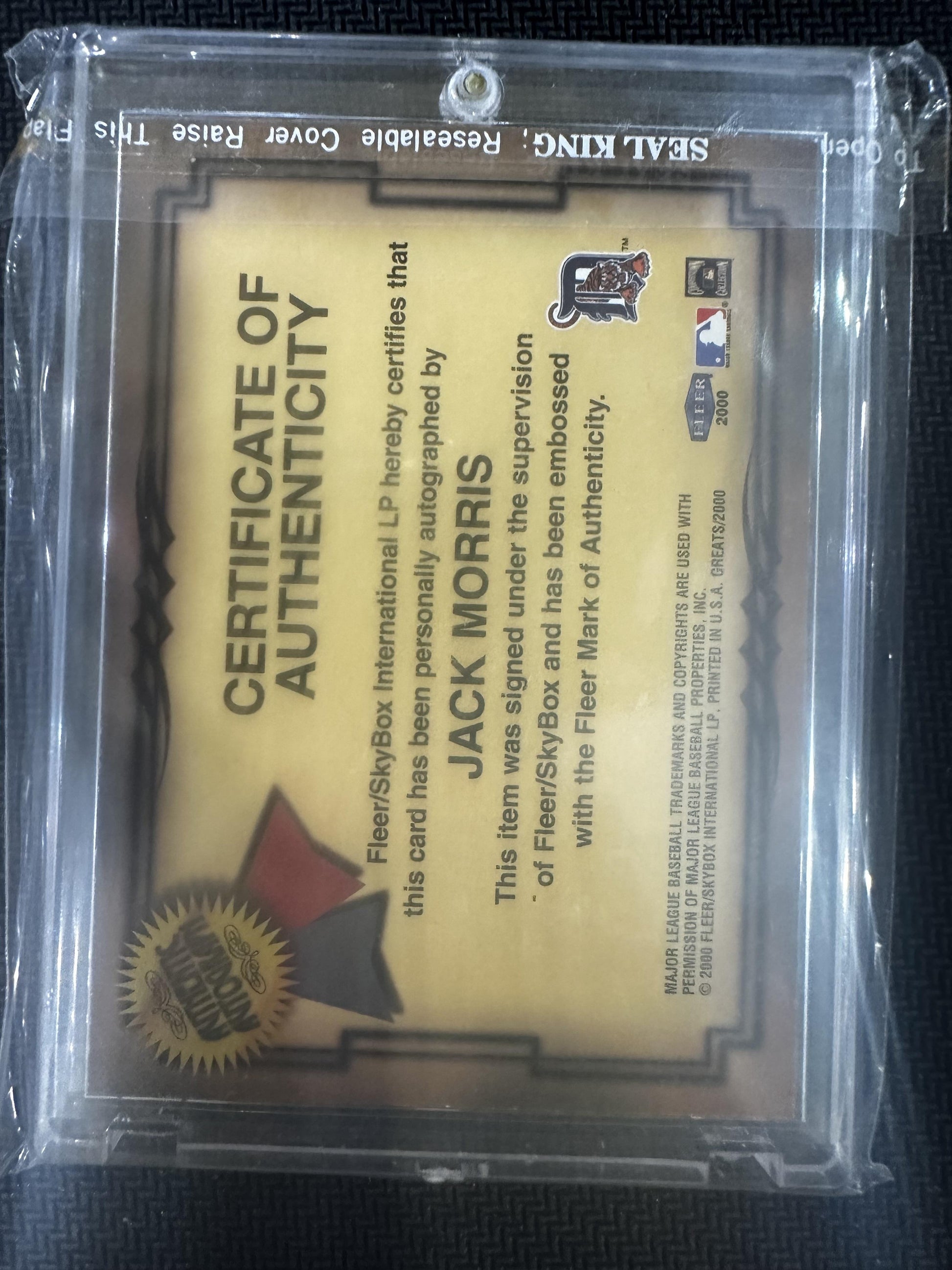 #NNO Jack Morris 2000 Fleer Greats of the Game AU Auto Detroit Tigers Auto