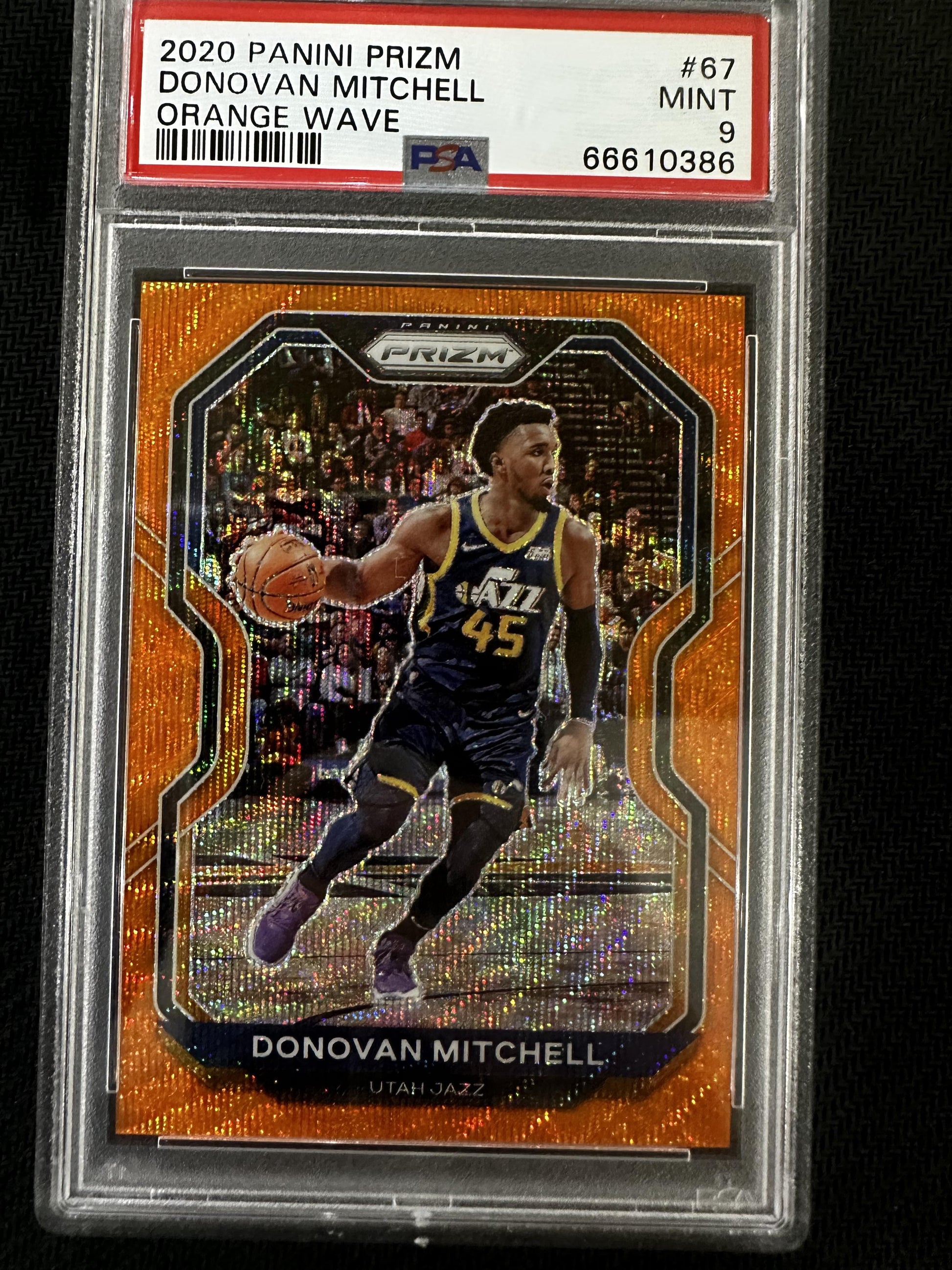 #67 Donovan Mitchell 2020 Panini Prizm 9 MT sports Orange Wave