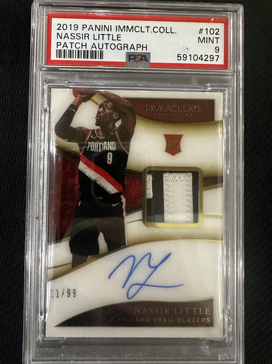 #102 Nassir Little 2019 Panini Immaculate Collection 9 MT sports Patch Autograph