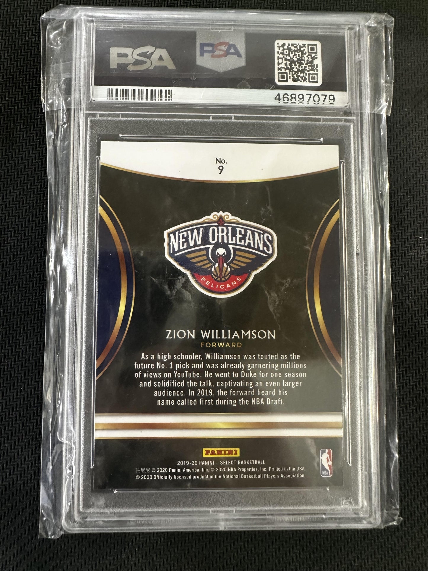 #9 Zion Williamson 2019-20 Panini Select New Orleans Pelicans Top Selections