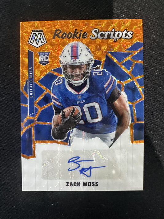 #RS31 Zack Moss 2020 Panini Mosaic Buffalo Bills Rookie Scripts Orange