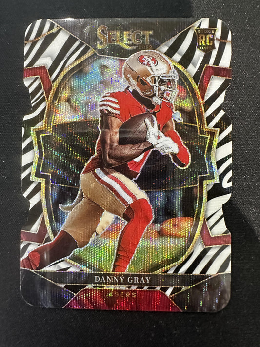 #6 Danny Gray 2022 Panini Select RC San Francisco 49ers Zebra Prizm Die Cut