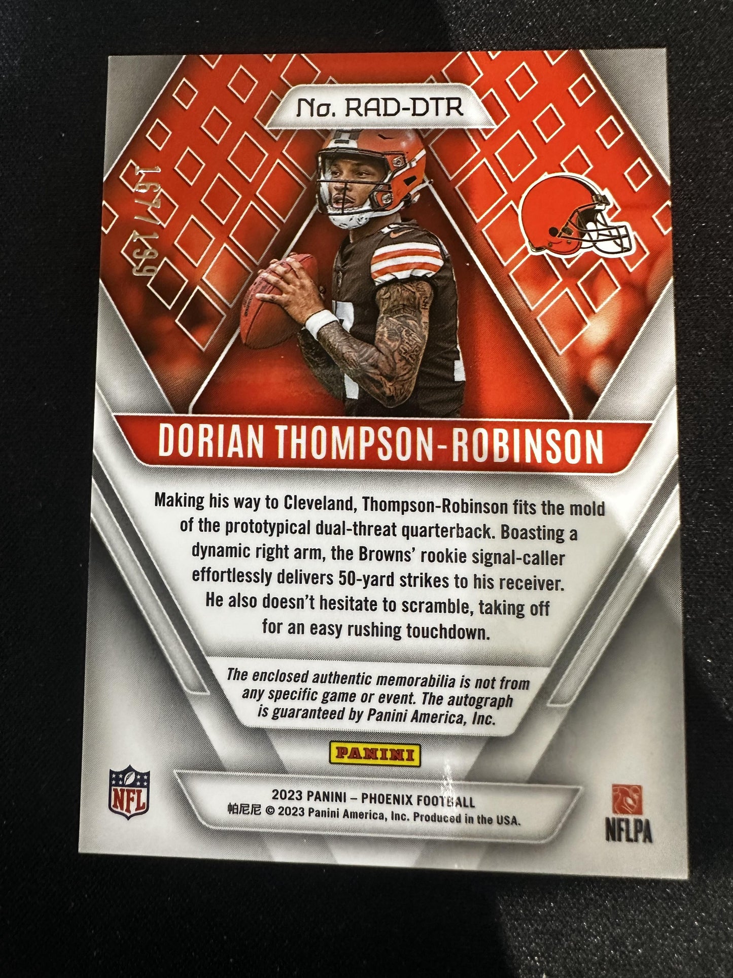 #RAD-DTR Dorian Thompson-Robinson 2023 Panini Phoenix /199 Browns Auto