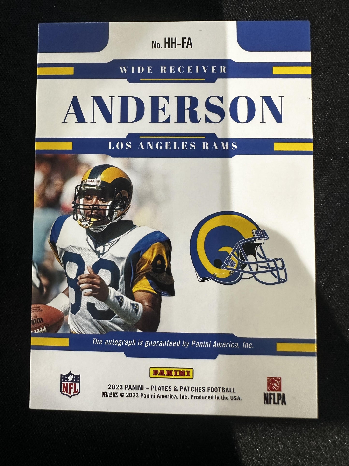 #HH-FA Flipper Anderson 2023 Panini Plates & Patches /75 Rams Hallmarks Gold