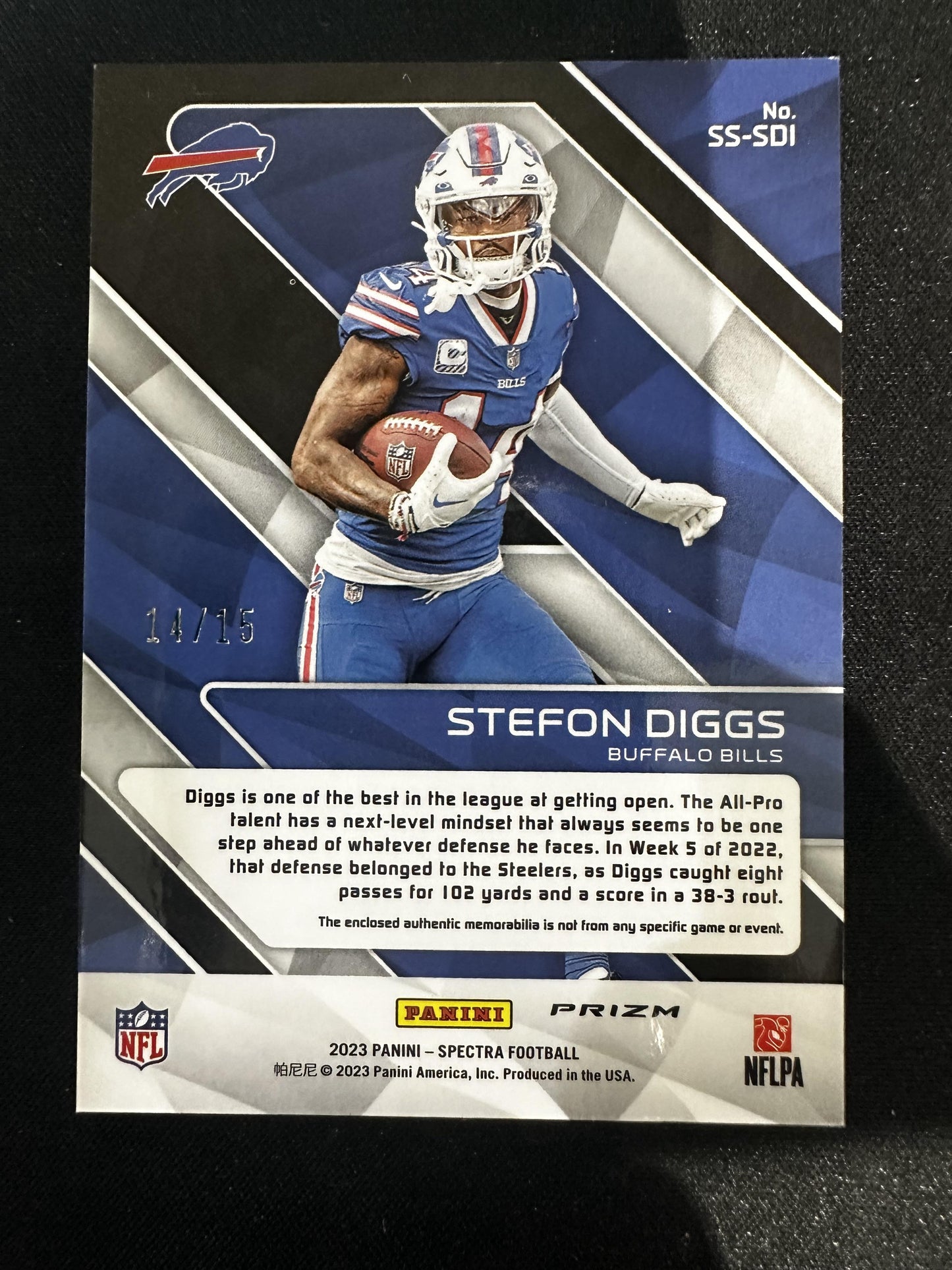 #SS-SDI Stefon Diggs 2023 Panini Spectra /15 Bills Sunday Spectacle Neon Pink