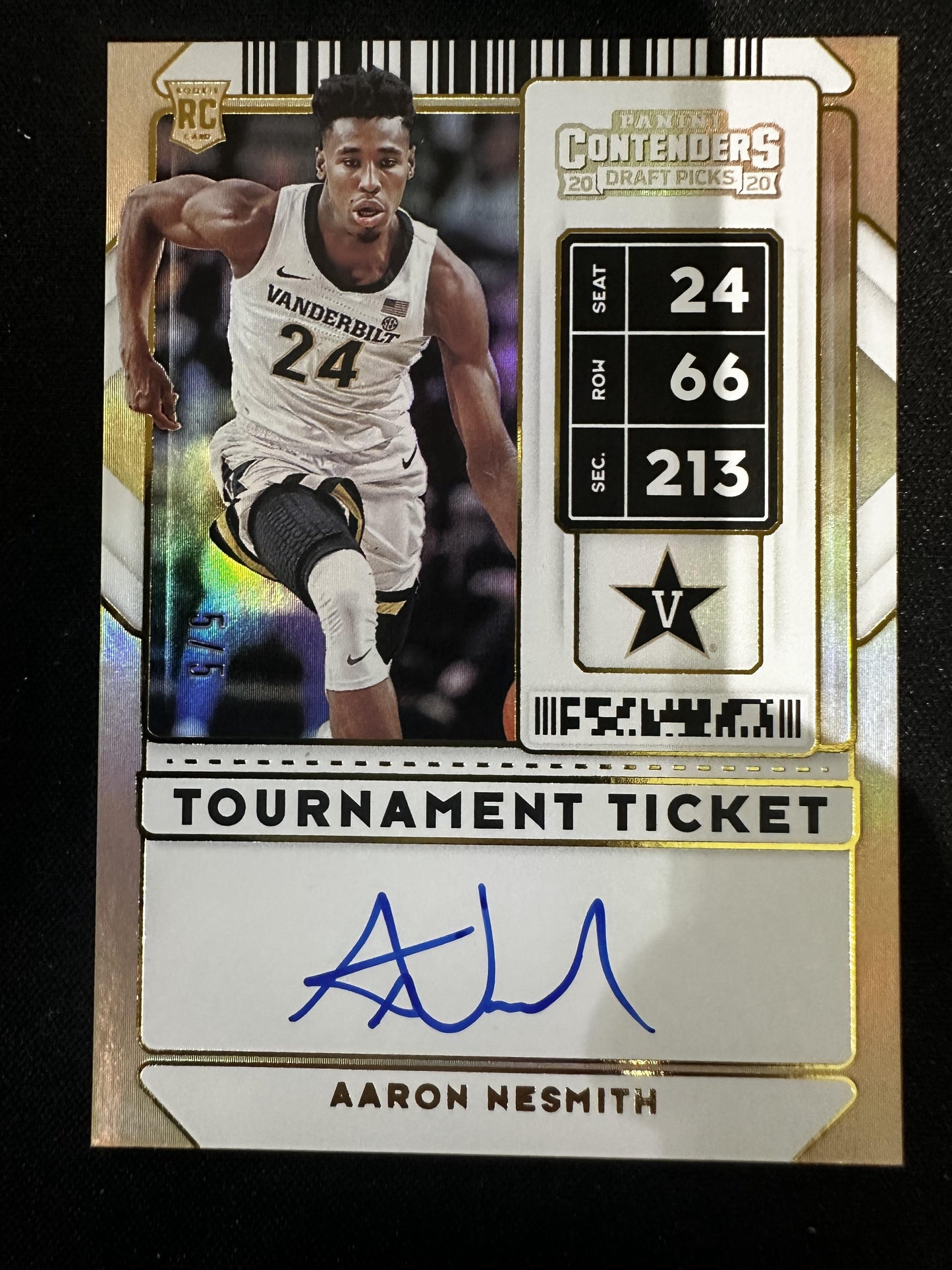 #74 Aaron Nesmith 2020 Panini Contenders Draft Picks /5 Commodore Tourney Ticket