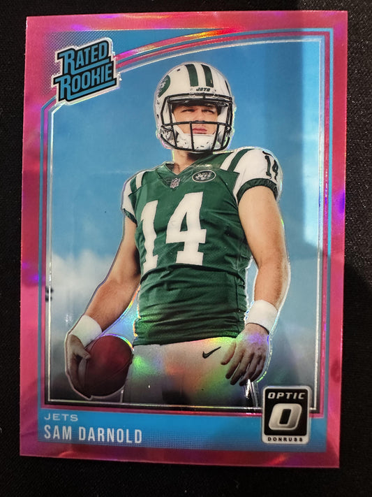 #151 Sam Darnold 2018 Donruss Optic RC Rookie New York Jets sports Pink